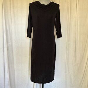 Elegant Carolyn Strauss Black Cowl‎ Neck long Sleeve Viscose Jersey Dress L?